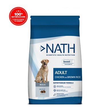 Nath adulto Maxi sabor pollo & arroz café alimento para perros